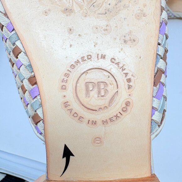 Poppy Barley Market Woven Leather Mules Purple Brown Size 8 - Picture 7 of 7